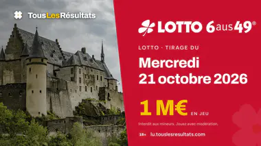 Lotto du mercredi 21 octobre 2026 : 1 M€ en jeu, tirage à 18:00